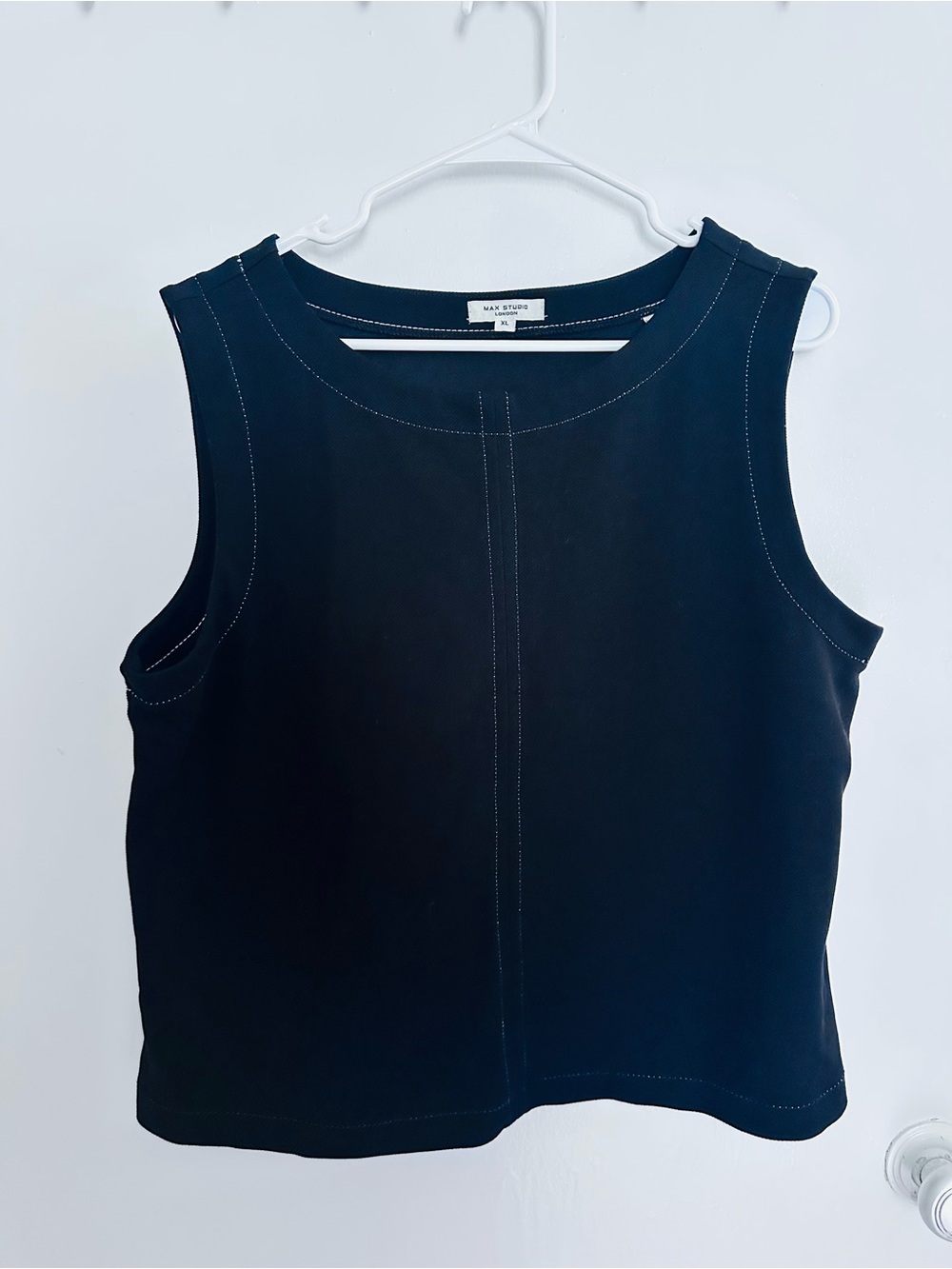 Max Studio Black Sleeveless Tank with Contrast Stitching